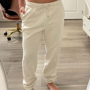Women’s Cream Drawstring Jogger Pants